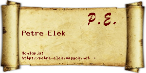 Petre Elek névjegykártya